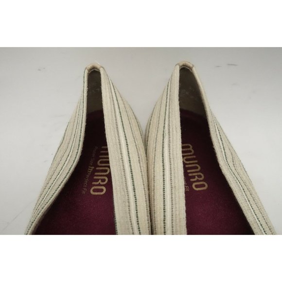 Munro American Cream Striped Slip On Walking Wedge Loafers Shoes Womens 9.5 M - Picture 6 of 10